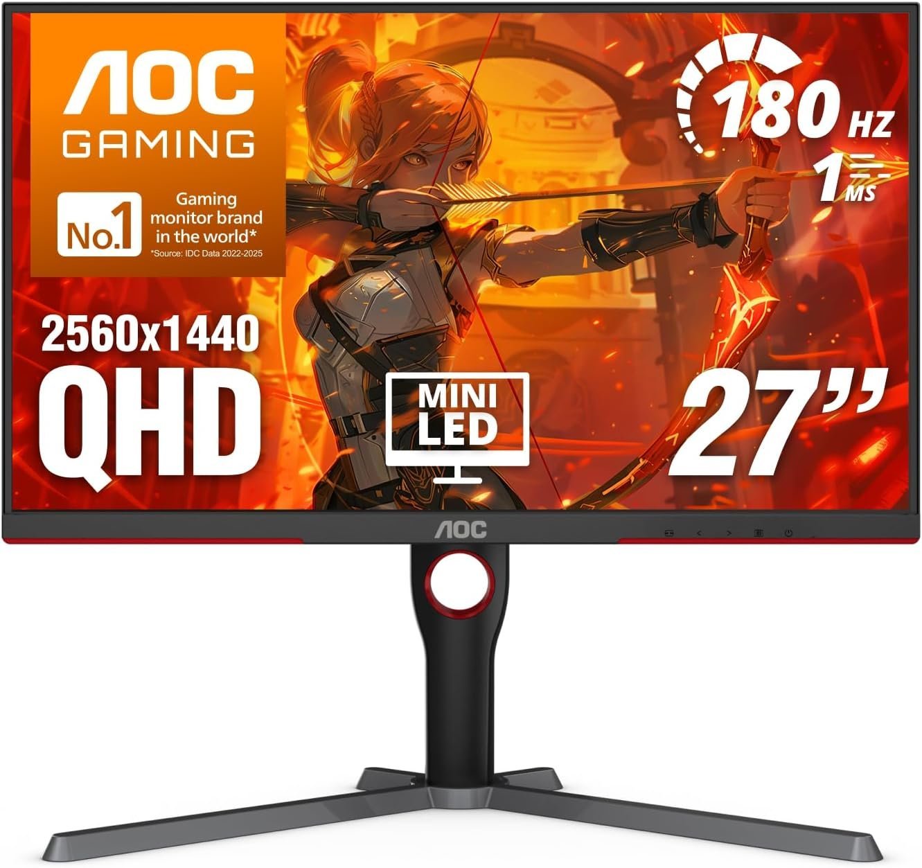 AOC Q27G3XMN 27" QHD Mini LED Gaming Monitor product photo — Best HDR gaming value
