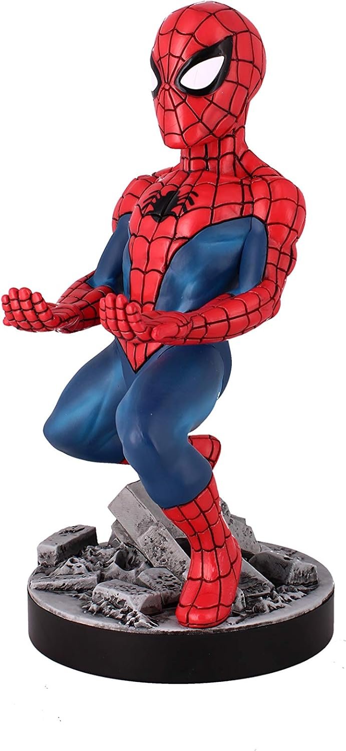 Official Marvel Cable Guys Amazing Spider-Man figure holding its hands forward above a rubble-style display base